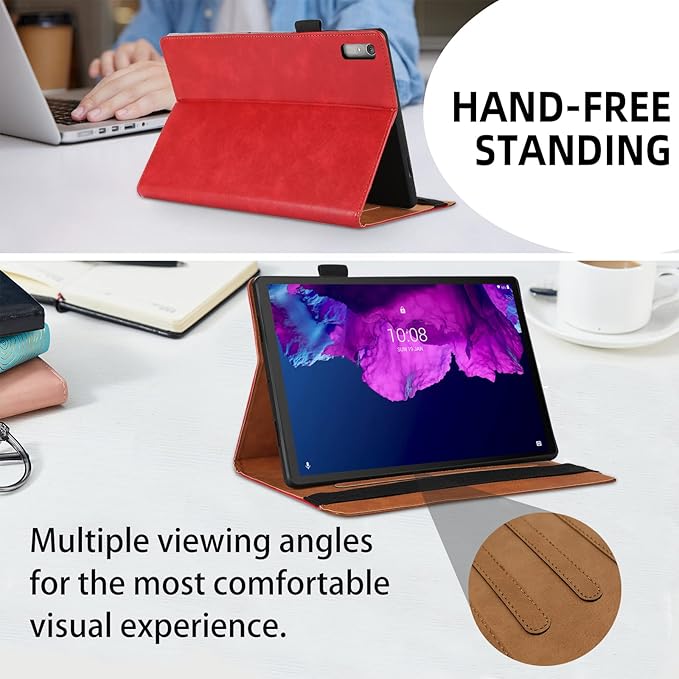 Case for Lenovo Tab P11 2nd Gen/Xiaoxin Pad Plus 2023 11.5" TB350FU/TB350XU case Bussiness Premium PU Leather Stand Folding Folio Cover for Lenovo Tab P11 2nd Gen 11.5 inch -Red