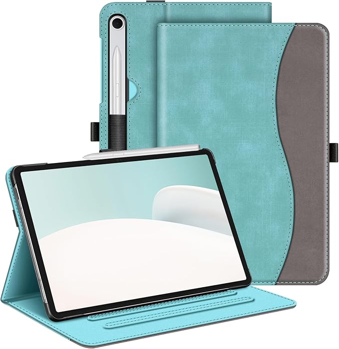 Fintie Case for Samsung Galaxy Tab S10 Lite/ S10 FE/ S9 FE 5G 10.9 Inch/Tab S9 11 Inch with S Pen Holder, Multi-Angle Viewing Protective Cover with Pocket, Auto Sleep/Wake, Turquoise