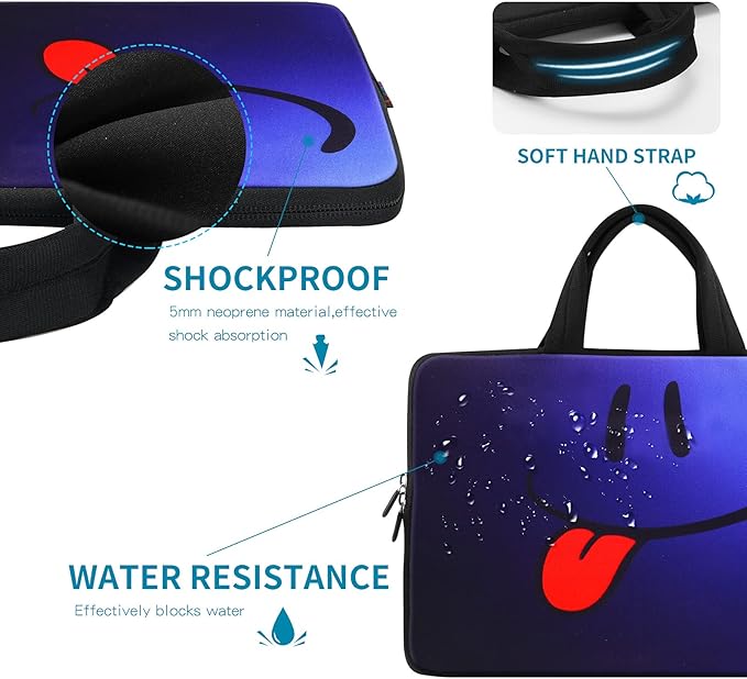 icolor 11 11.6 12 12.1 12.5 inch Laptop Carrying Bag Chromebook Case Notebook Ultrabook Bag Tablet Cover Neoprene Sleeve for Apple Macbook Air Google Acer HP DELL Asus Blue Tongue