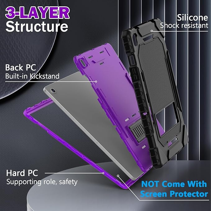 Grifobes for Samsung Galaxy Tab A9 Plus 11 Inch 2023 Cases, Heavy Duty Shockproof Rugged Cover for New Samsung Tablet A9+ 11" / 10.9" Case (SM-X210/X216/X218) with Kickstand for Kids, Black+Purple