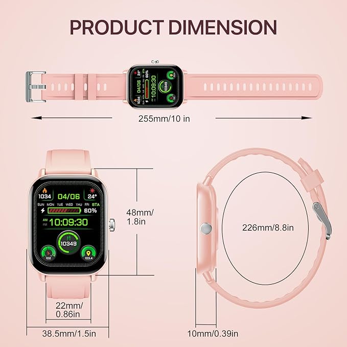 WalkerFit Smart Watch for Women/Men, 2.01'' HD Smartwatch with Bluetooth Call, 100+Sport Modes, Sleep Monitoring, IP67 Waterproof, Music Control for iPhone/Android, Fitness Tracker with Pedometer