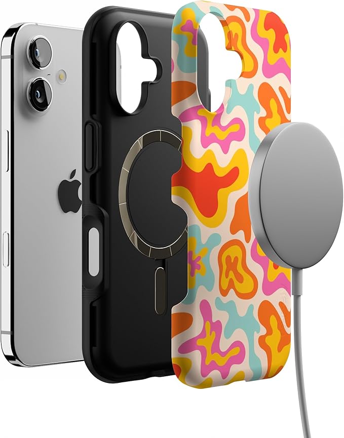 Casely iPhone 17 Case | Tropical Color Splash | Abstract Retro | Bold Protective Design | Compatible with MagSafe