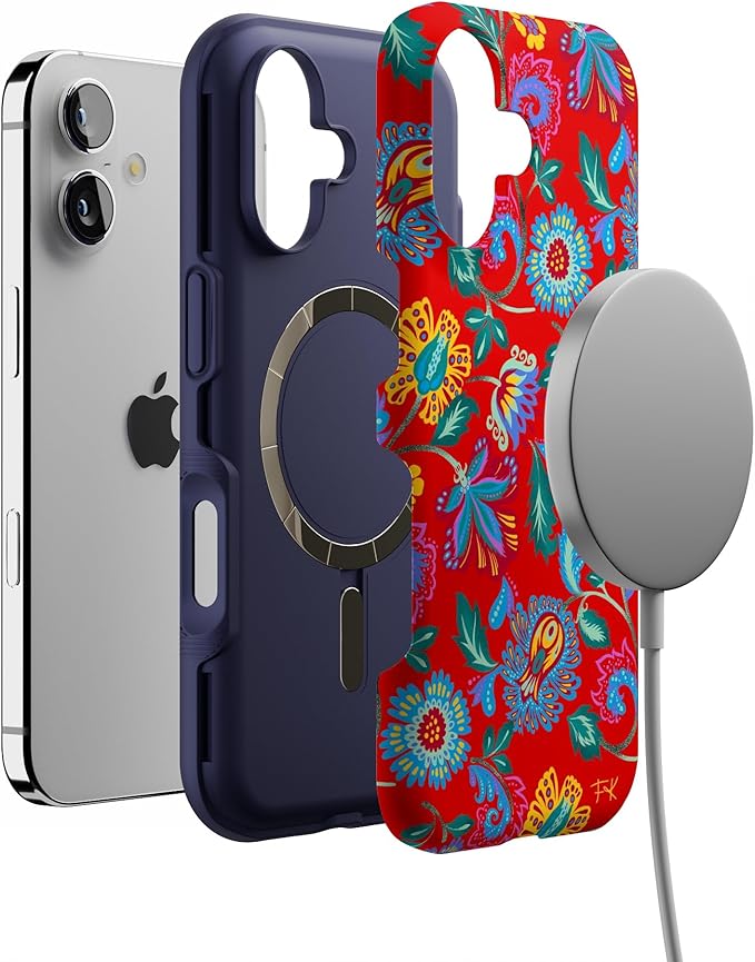 Casely iPhone 17 Case | Painted Flowers | Frida Kahlo Floral | Bold Protective Design | Compatible with MagSafe
