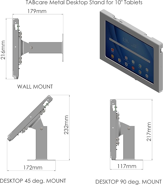TABcare Anti-Theft Security Metal Case for Galaxy TAB A9+ 11" with 360 Swivel & 180 Tilting Stand (Black)