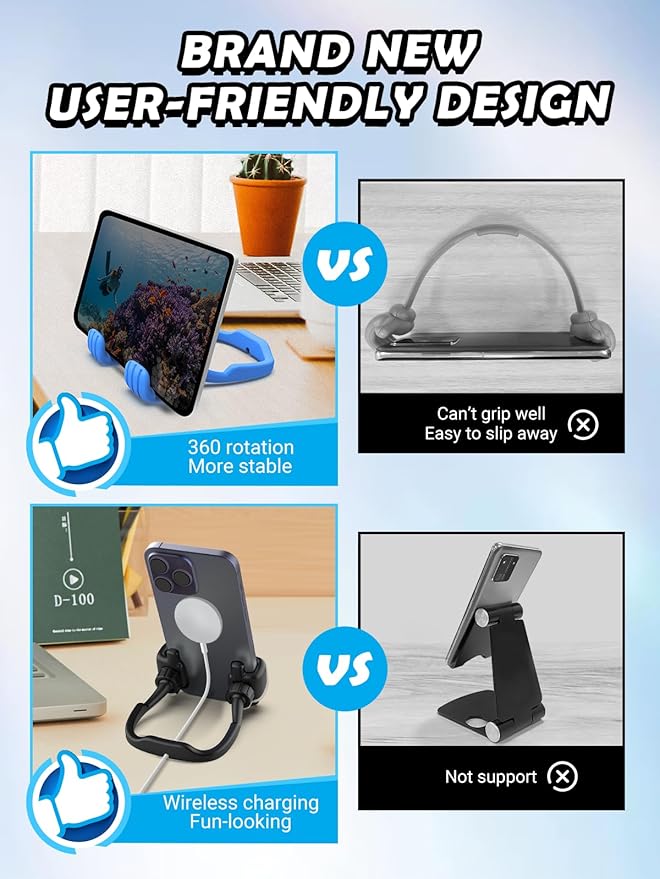 Stocking Stuffers for Teens Boys Girls Adults Cell Phone Stand Patented 2 Pack Thumbs Up Lazy Phone Holder for iPhone Cellphone Stand for Desk Fun Birthday Gifts for Kids Men Women Wife