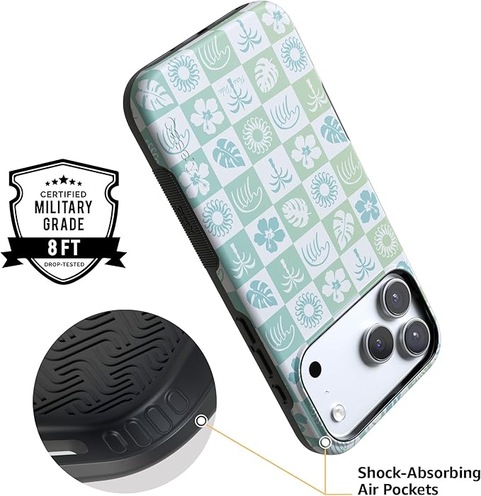 Casely iPhone 17 Pro Case | Coastal Checkers | Pura Vida | Compatible with MagSafe | Bold Protective Design