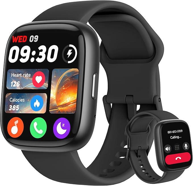 Smart Watch, Alexa Built-in, Answer/Make Calls 44mm Smartwatch Women Men, 1.83" Sports Watch IP68 Waterproof, Heart Rate SpO2 Sleep Stress Monitor, Step Counter Watch for Android & iOS Phone