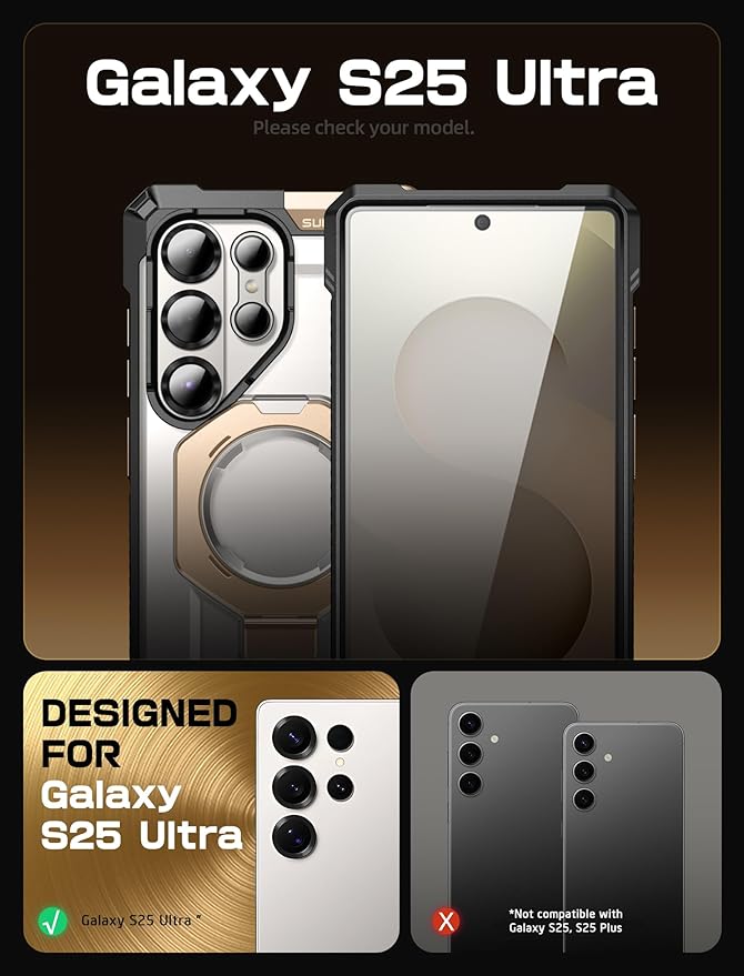 SUPCASE for Samsung Galaxy S25 Ultra Case with Stand (Unicorn Beetle Grip), [S Pen Friendly] [Compatible with MagSafe] [Military-Grade Protection] Magnetic Translucent Back Phone Case, Desert