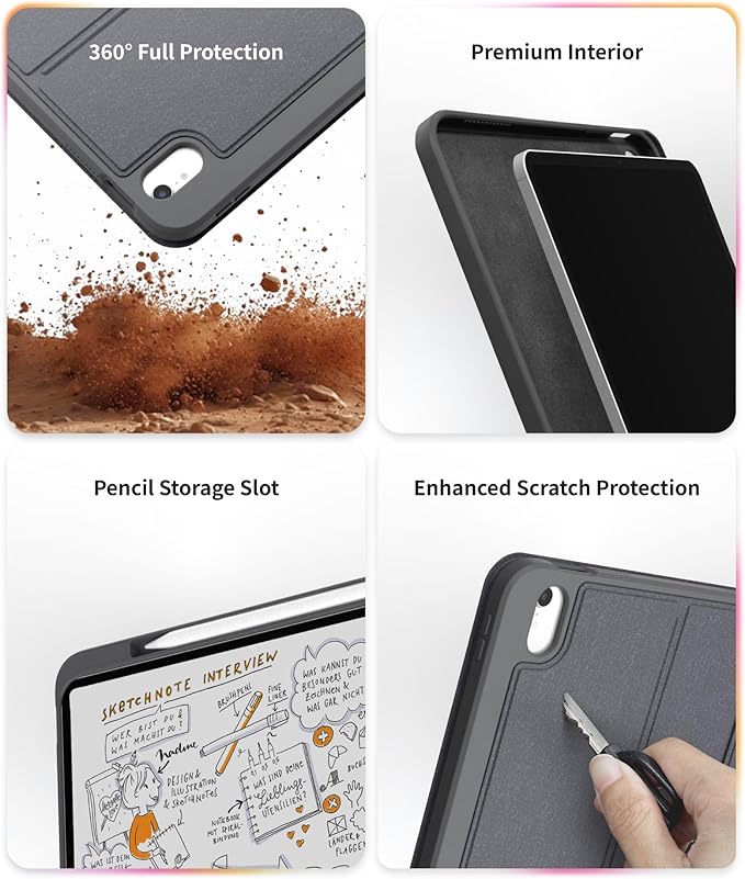 EIP Magnetix Keyboard Case for iPad (A16) 11th/10th Generation (2025/2022), with Patented Stylus Shortcuts, Protective, Adjustable Hinge Stand, Detachable Case, 7 Color Backlight