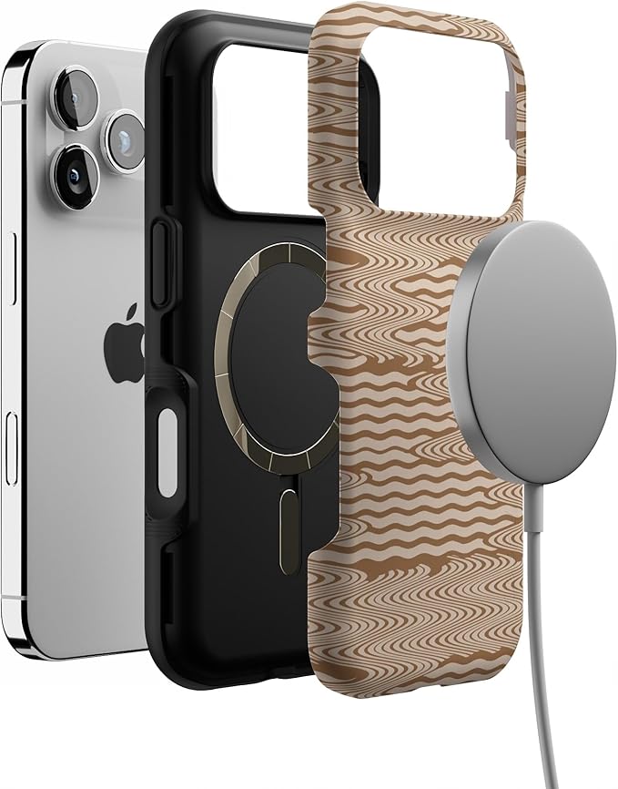 Casely iPhone 17 Pro Case | Mocha Ripple | Brown Waves | Bold Protective Design | Compatible with MagSafe