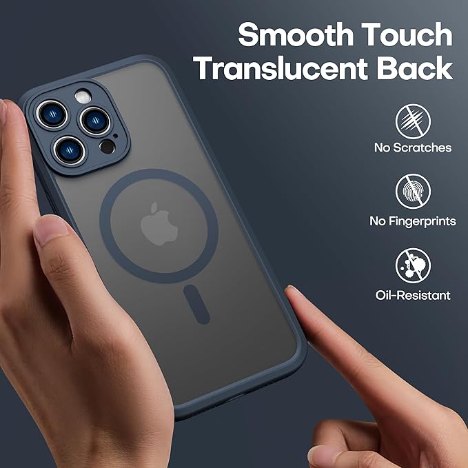ImpactStrong Magnetic Guard Designed for iPhone 14 Pro Max Case [Camera Protection] [Military Grade Drop Tested] [Compatible with MagSafe] Slim Translucent Matte Phone Case (6.7") - Navy Blue
