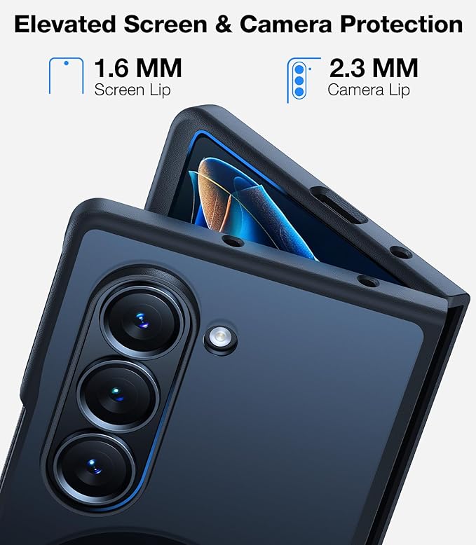 TORRAS Upgraded Magnetic Shockproof for Samsung Galaxy Z Fold 6 Case with S Pen Holder, [Fit for Magsafe] [Screen Protector Added] [Military Grade Drop Tested] Phone Case for Samsung Z Fold 6, Black