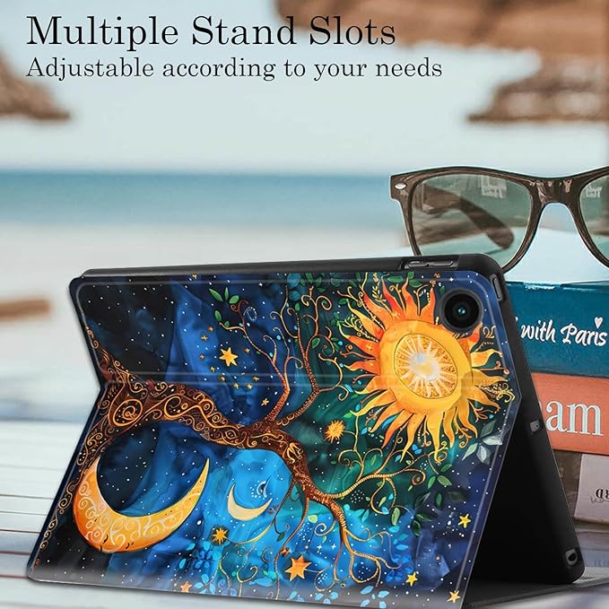 Case for Samsung Galaxy Tab A9+ 11 Inch 2023 Release (SM-X210/X216/X218), Adjustable Stand Auto Wake/Sleep Smart Case for Galaxy Tab A9 Plus Tablet - Sun Moon Stars