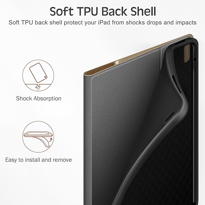 KingBlanc Case for iPad (A16) 11th Generation 11-inch 2025, iPad 10th Generation 10.9" 2022 with Pencil Holder, Vegan Leather Protective Stand Cover, Auto Sleep Wake, Multi-Angle Viewing/Typing, Beige