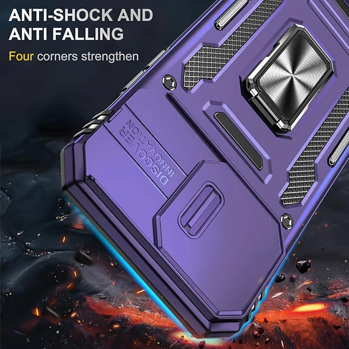 Case for iPhone 14 Pro Max iPhone Case iPhone 14 Pro Max Phone Case with Camera Lens Cover, with Ring Holder Kickstand, fit Magnetic Car Mount, for iPhone 14 Pro Max (Purple)