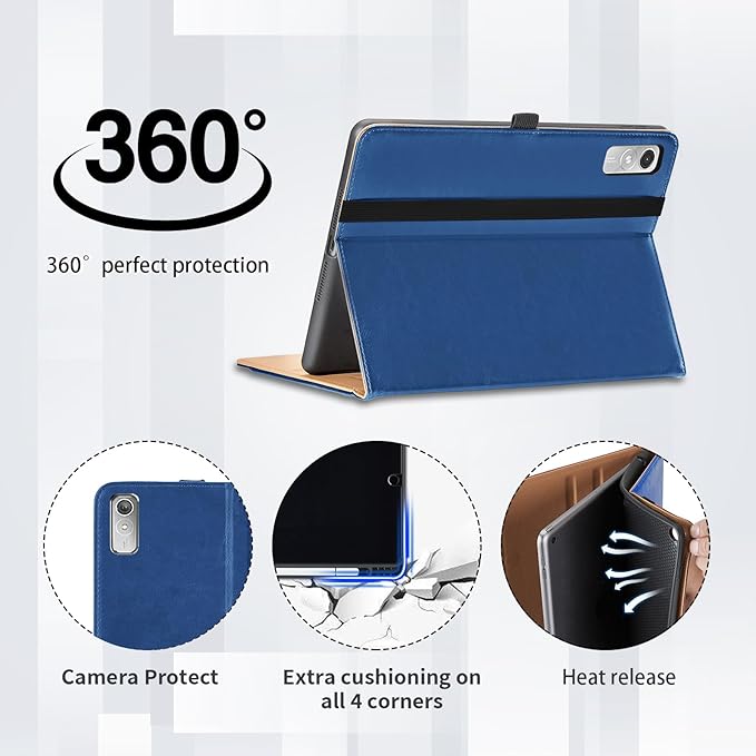 Case for Lenovo Tab P11 Gen 2 11.5 Inch 2023 (TB350FU/TB350XU) - PU Leather Business Folio Case with Pocket, Multi-Angle Viewing for Lenovo Tab P11 2nd Gen Tablet Cover, Blue