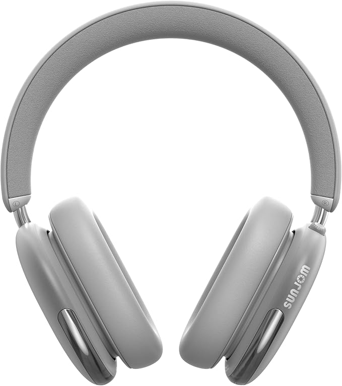 Freepods 120H Playtime Bluetooth ANC/ENC Pro-Level Active Noise Cancelling Over-Ear Headphones Wireless, Headphones with Built-in Microphone Type-C Charging for Call Travel Sports Gym (Silver)