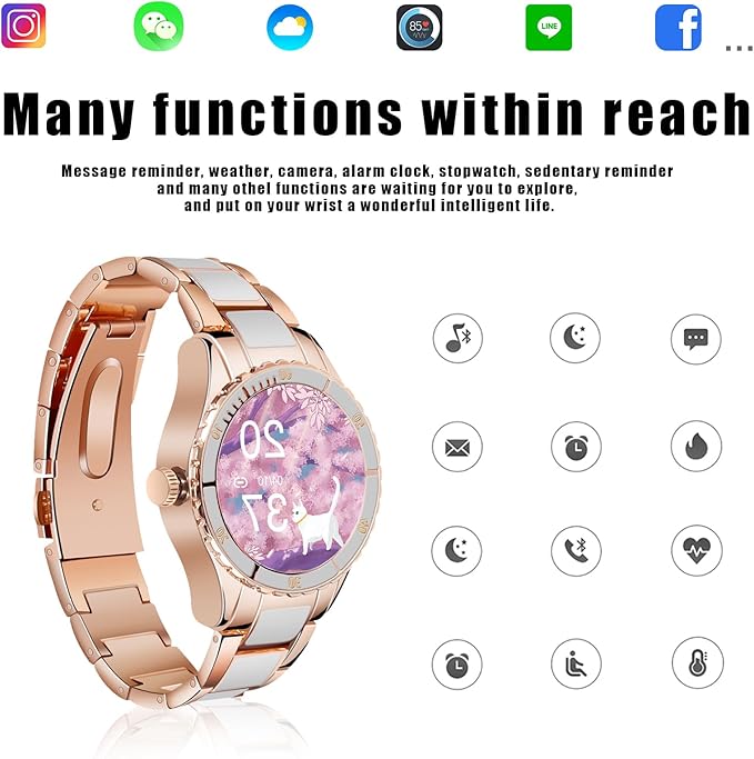 Smart Watches for Women Sports smartwatch, Fitness Tracker, Wireless Music Talk/Answer/Sound Recordings,Pedometer Step Counter for Walking, smartwatch Women(White)