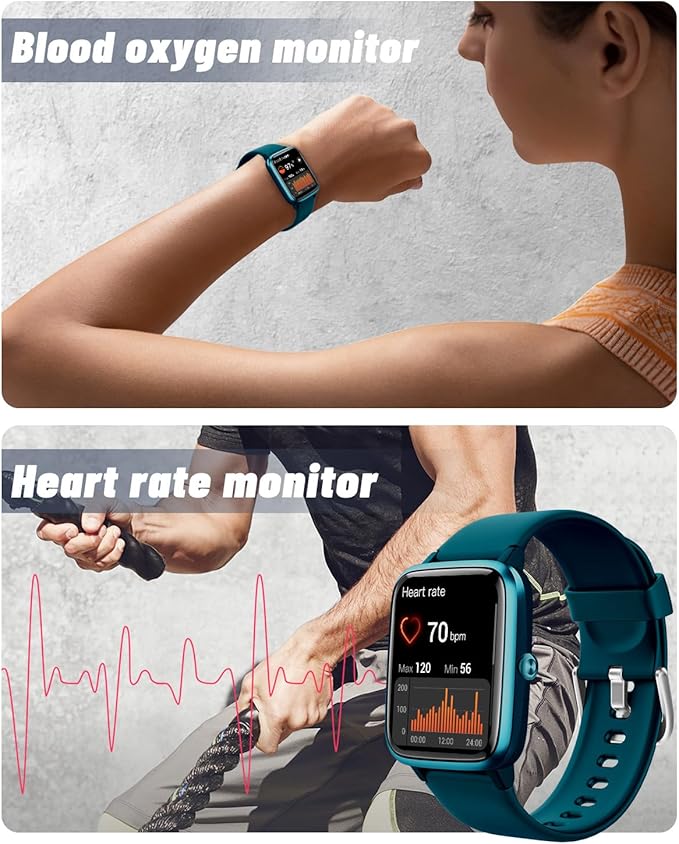 GRV Smart Watch for iOS and Android Phones (Answer/Make Calls), Watches for Men Women IP68 Waterproof Smartwatch Fitness Tracker Watch with Heart Rate/Sleep Monitor Steps Calories Counter (Gem Green)