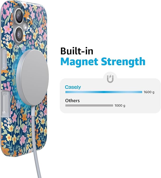 Casely iPhone 17 Case | Full Bloom | Navy Floral | Compatible with MagSafe | Classic Ultra Slim Design