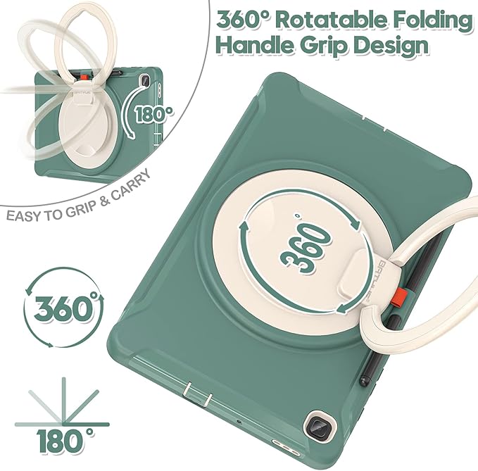 BATYUE Case for Samsung Galaxy Tab S6 Lite 10.4 Inch 2024/2022/2020 (SM-P610/P613/P615/P619/P620/P625/P627), Protective Rugged Cover with Stand, for Kids, Boys, Girls, Emerald Green