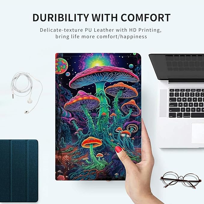 Case for Microsoft Surface Pro 9 / Pro 9 5G 13-Inch 2022 PU Leather Slim Lightweight Multiple Angles Stand Smart Cover with Auto Wake/Sleep for Microsoft Surface Pro 9 2022, Magic Mushroom
