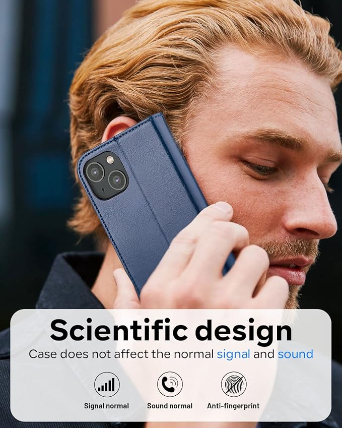 OCASE Compatible with iPhone 14 Wallet Case, PU Leather Flip Folio Case with Card Holders RFID Blocking Kickstand [Shockproof TPU Inner Shell] Phone Cover 6.1 Inch 2022 (Blue)