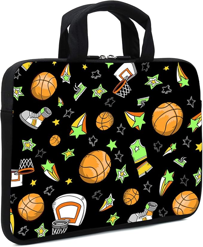 Laptop Sleeve Case 11.6" 12.1 Inch Neoprene Laptop Sleeve/Notebook Computer Pocket Case/Chromebook Case/Tablet Briefcase Carrying Bag Compatible For Men， Women ，boys， girls (basketball)