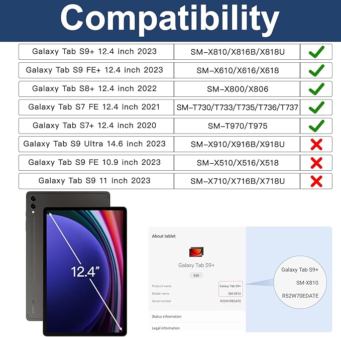 BRAECN for Galaxy Tab S10 Plus/S9 FE+/S9+/S7+/S8+/S7 FE 12.4 inch Case,Heavy Duty Shockproof Case with Carrying Shoulder Strap, S Pen Holder, Kickstand, Hand Strap for Samsung Galaxy Tab S10+-Red