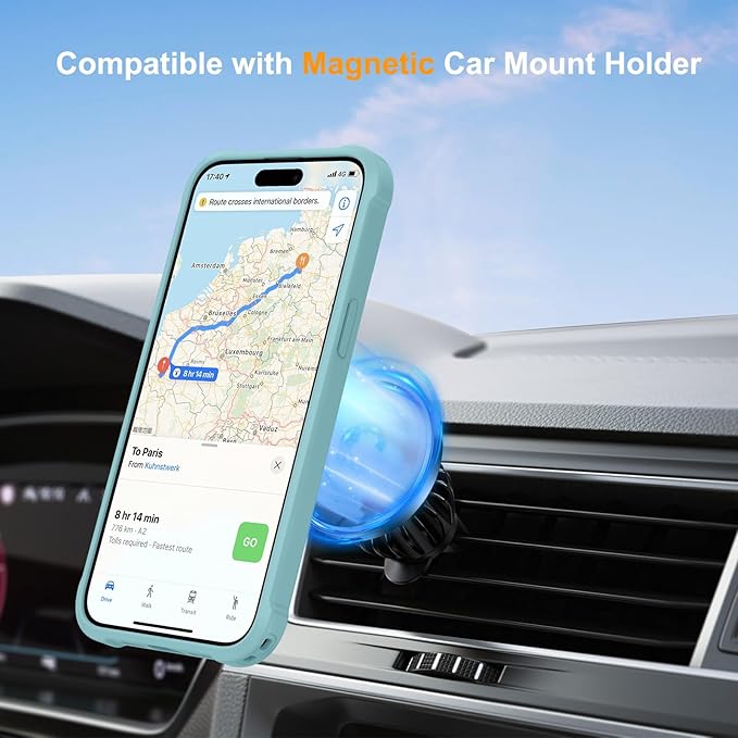 Compatible with iPhone 14 Pro Case with Invisible Magnetic Ring Stand [Compatible with Magnetic] [Military Drop Protection] Shockproof Slim Hard Back Soft Edge Case 6.1 Inch, Blue