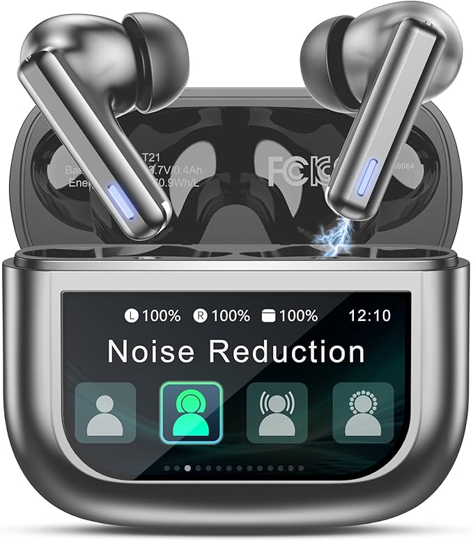 Wireless Earbuds Bluetooth Headphones, Ear Buds with Touch Screen, ANC ENC Noise Cancelling Transparency Mode, 40H Stereo Deep Bass, IPX7 Waterproof, Clear Calls, 5 EQ for iOS Android (Darkgray)