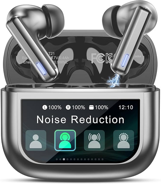 Wireless Earbuds Bluetooth Headphones, Ear Buds with Touch Screen, ANC ENC Noise Cancelling Transparency Mode, 40H Stereo Deep Bass, IPX7 Waterproof, Clear Calls, 5 EQ for iOS Android (Darkgray)