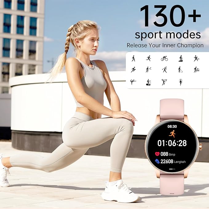 Smart Watch for Women, 1.27" HD Screen Fitness Tracker, Make/Answer Calls, 2026 Portable Smartwatches, 130+ Sport Modes with Heart Rate/Sleep Monitor, IP68 Waterproof, Fitness Watch for iOS Android