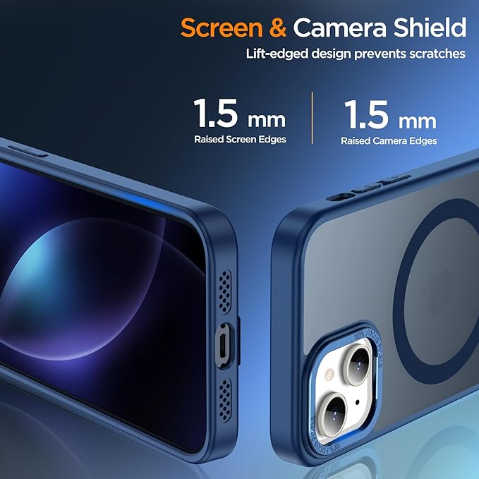 for iPhone 13 Case with Kickstand, [Invisible Stand] Compatible with MagSafe, Anti-Slip Shockproof Military-Grade Protection, Magnetic Slim Translucent Phone Case for iPhone 13 Cover (Blue)