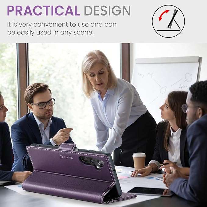 for Samsung Galaxy A25 5G Case, Premium PU Leather Wallet Case Flip Cover with [RFID Blocking][Card Holder][Stand Function] Shockproof Protective for Samsung Galaxy A25, Purple