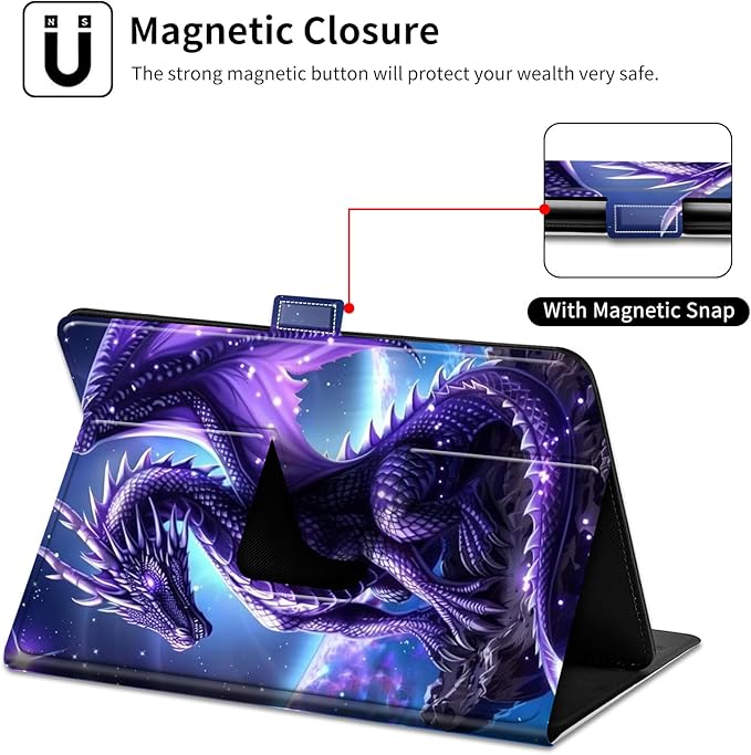 for Walmart Onn 10.4" Tablet Pro 2023 (Model:100110603) Case Dluggs 360 Degree Rotating Smart Protective Stand Cover for Walmart Onn 10.4 Inch Pro Tablet-Purple Dragon