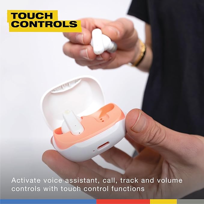 Skullcandy Smokin’ Buds Wireless Earbuds, Bluetooth Headphones, Noise Isolating Fit, Up to 20 Hours Battery, IPX4 Sweat and Water Resistant, Microphone for iPhone Android - Bone