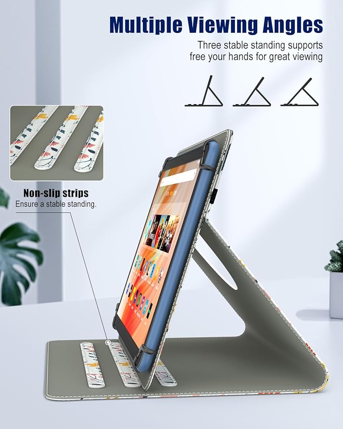 TiMOVO Universal Case for 9-11 Inch Tablet, 360 Degree Rotating Stand Protective Cover with Pen Pocket for 9 10 10.1 Inch Android Touchscreen Tablet, Flowers