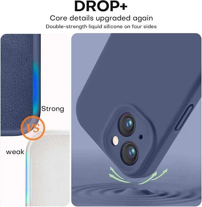 Vooii Compatible with iPhone 13 Case, Liquid Silicone Upgrade [Camera Protection] [Soft Anti-Scratch Microfiber Lining] Shockproof Phone Case for iPhone 13 6.1 inch - Navy Blue