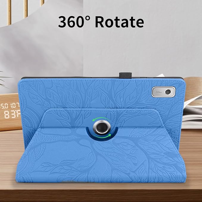 Rotating Case for Lenovo Tab M9 9.0 inch (TB-310FU) 2023 Released PU Leather Cover Lightweight Flip Stand Shell with Pen Holder for Lenovo Tab M9 9" 2023 Tablet-Turquoise