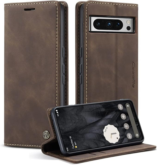 for Google 8 Pro Case, Flip Wallet Leather Case with Card Holder Magnetic Closure Shockproof Kickstand Protective Phone Cases Cover for Google 8 Pro,Coffee