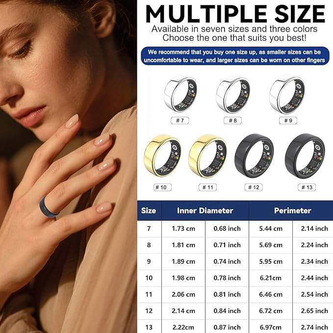 Smart Ring for Women Men with a Black Charging Box,Bluetooth Connection,Health Ring,IP68 Waterproof, Fitness Ring Tracks Heart Rate/Sleep/Steps/Sports Activities/Blood Oxygen(Black 8)