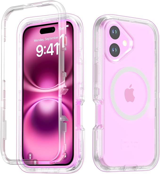 Designed for iPhone 17 Case,[Compatible with Magsafe] [Non-Yellowing] [Without Screen Protector] Shockproof/Dust/Drop Proof 3-Layer Full Body Protection Rugged Heavy Duty Cover, Clear