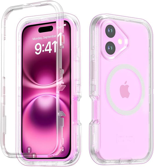 Designed for iPhone 17 Case,[Compatible with Magsafe] [Non-Yellowing] [Without Screen Protector] Shockproof/Dust/Drop Proof 3-Layer Full Body Protection Rugged Heavy Duty Cover, Clear