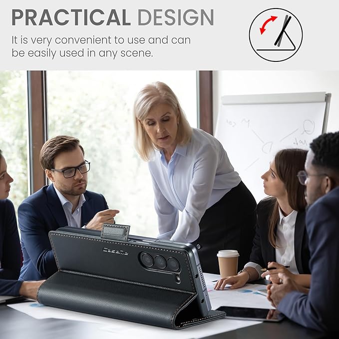 for Samsung Galaxy Z Fold 5 Case, Premium PU Leather Wallet Case Flip Cover with [RFID Blocking][Card Holder][Stand Function] Shockproof Protective for Samsung Galaxy Z Fold 5, Black