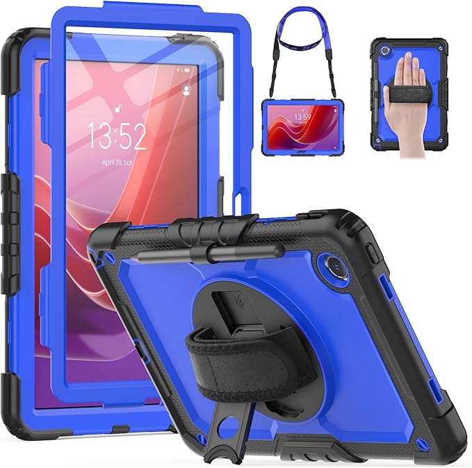 HXCASEAC Case for Lenovo Tab M11/K11 LTE 11’’ with Screen Protector/Pen Holder/Rotating Hand Strap/Stand, Protective M11 Tablet Case (TB-330FU/TB-330XU) Cover 2024, Blue