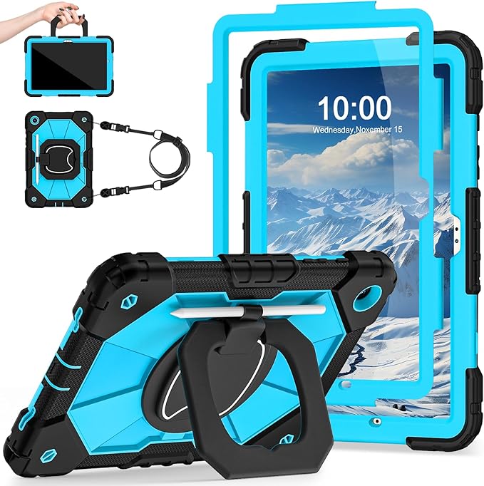 Case for Samsung Galaxy Tab A9+/ A9 Plus Case 11 Inch (SM-X210/X216/X218) with Screen Protector/360° Rotating Stand,Military Grade Shockproof Cover for Galaxy Tab A9 Plus Cases