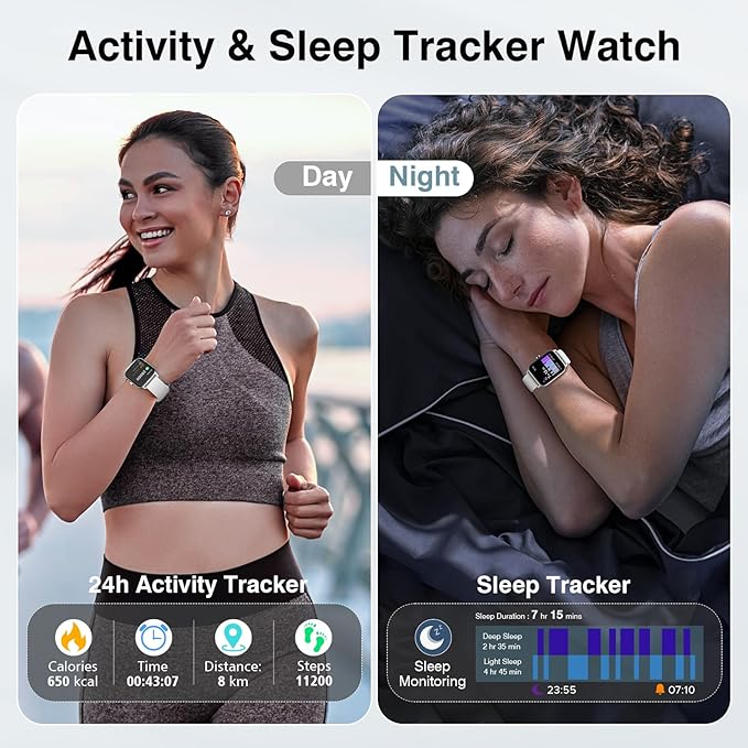 Smart Watches for Women Men, 2025 Smartwatch 1.8'' Alexa Fitness Tracker Smart Watch Compatible for Android iPhone with Bluetooth Call (Answer/Make), IP68 Waterproof Heart Rate/Sleep/SpO2 Monitor 110+