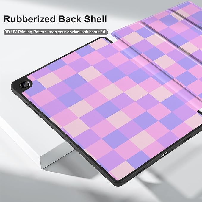MEEgoodo Case for Samsung Galaxy Tab A9 Plus 11 inch Cover 2024 2023 with S Pen Holder, A9+ Smart Tablet Cases with Trifold Stand+Soft TPU Back Shell+Smart Auto Wake/Sleep, Colorful Square Pattern