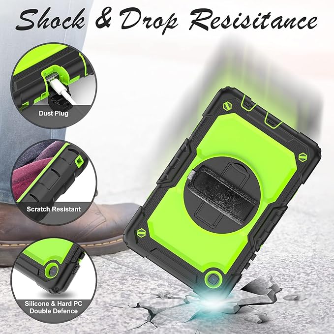 Case for Samsung Galaxy Tab A7 Lite 8.7-inch 2021 (SM-T220/T225), Protective with Screen Protector/Hand Strap/Pen Holder, Sturdy Shockproof for Samsung A7 Lite Tablet Case (Green)